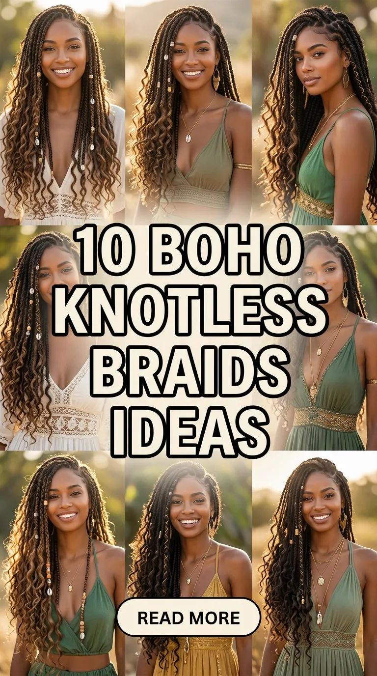 10 Boho Knotless Braids Ideas