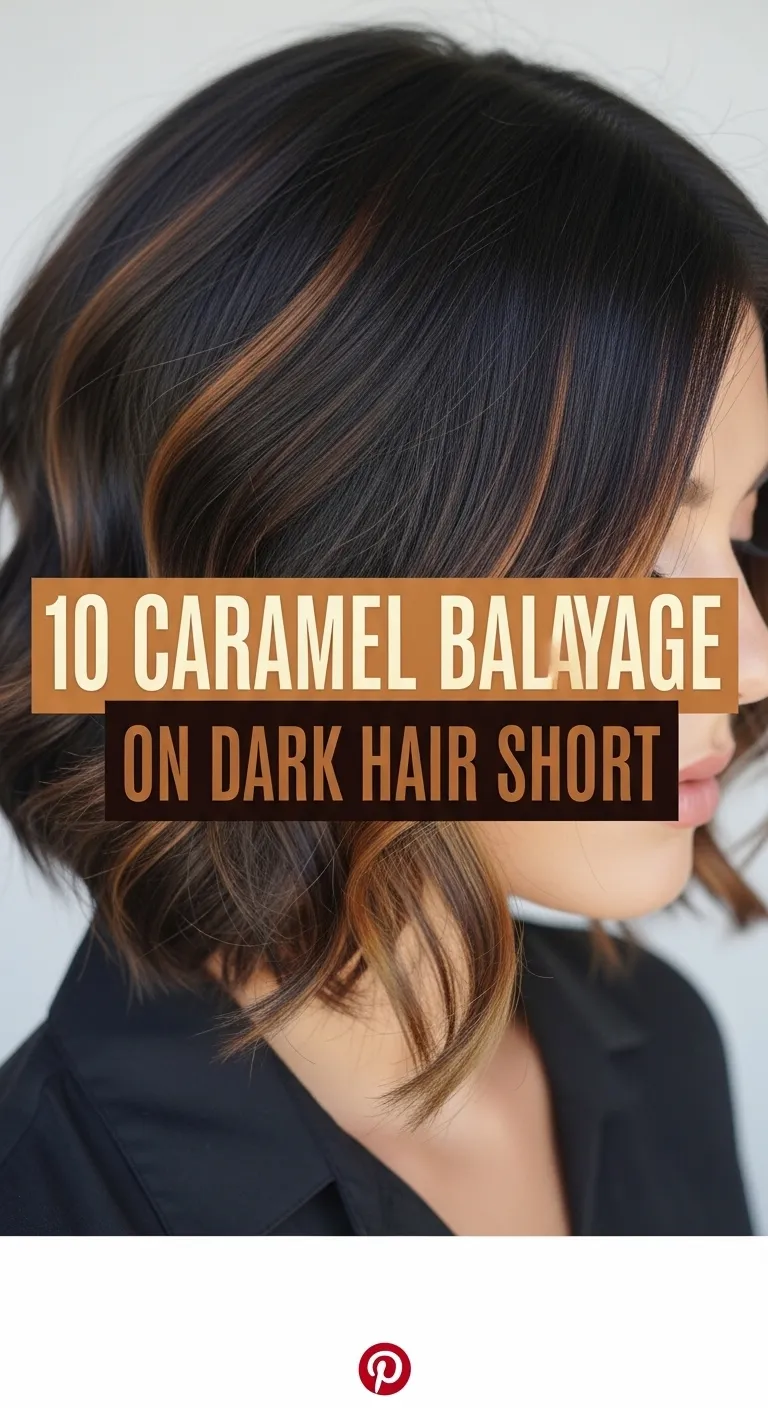 10 Caramel Balayage on Dark Hair Short