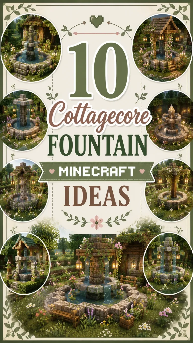 10 Cottagecore Fountain Minecraft Ideas